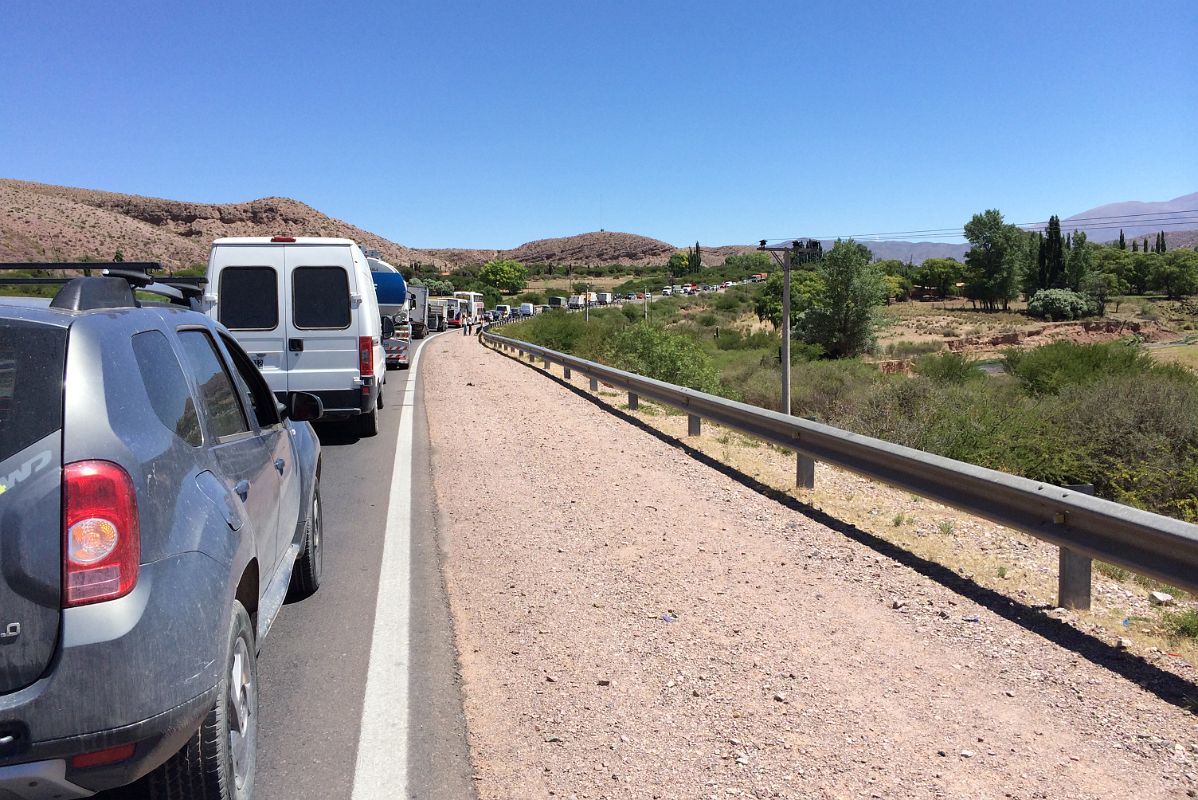 37 An Impromptu Road Strike Stopped Us For 30 Minutes Between Uquia and Humahuaca In Quebrada De Humahuaca